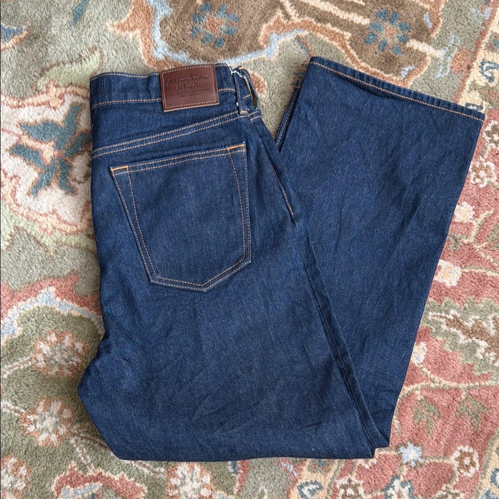 Dark Blue Vintage Stretch Baggy Jeans, 31x30